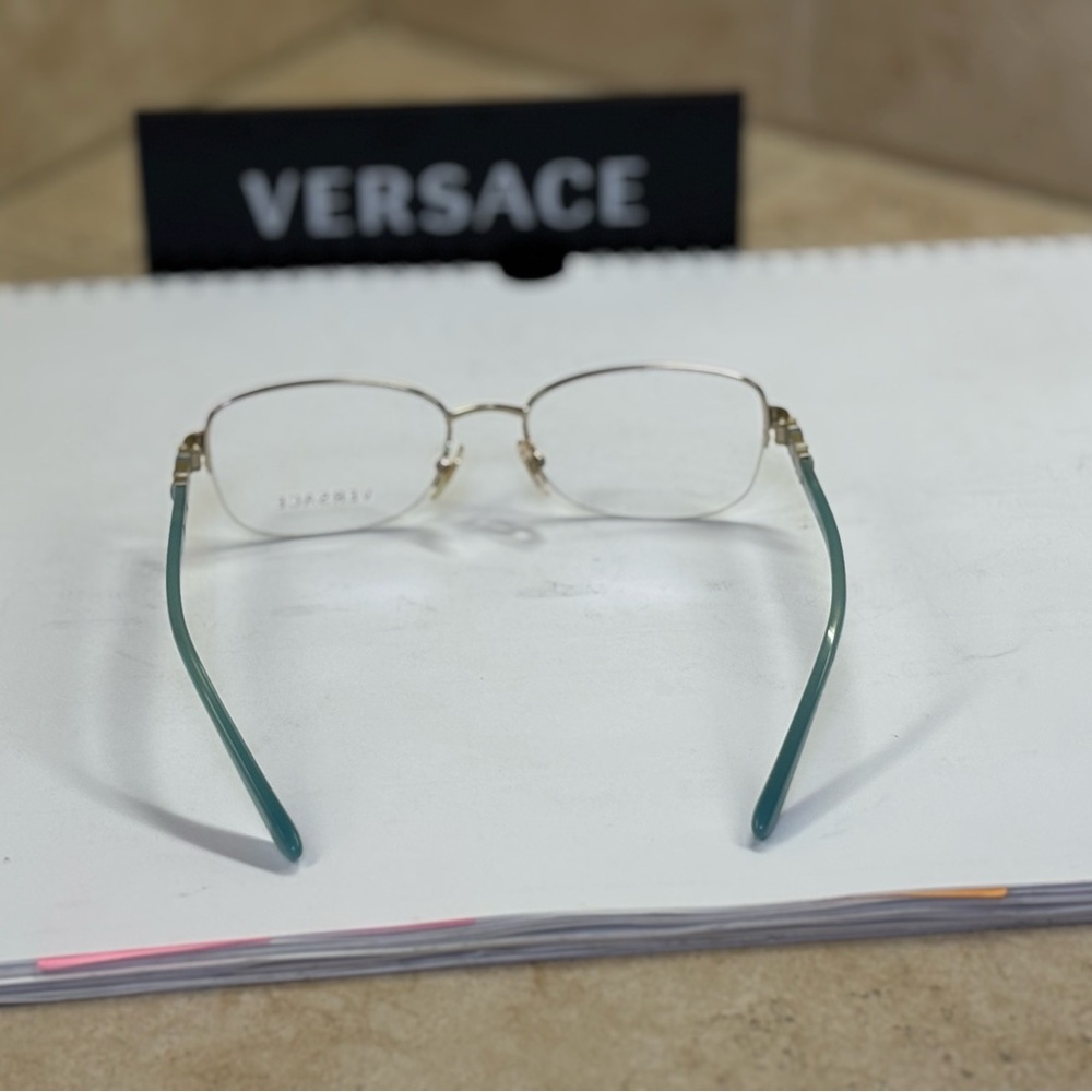 New Versace MOD 1230-B 1362 Gold and Aquamarine Half Rim Optical frame - Picture 8 of 12